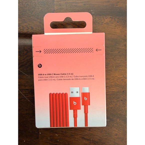 Beats USB-A to USB-C Woven Cable 1.5m Red Charging Cord Braided NEW - Picture 2 of 2